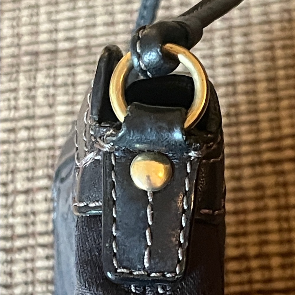 Vintage Black Coach Mini Turnlock Bag Canvas and leather with gold detail - Picture 14 of 16